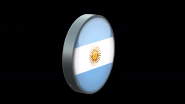 Bandeira Rotativa Argentina Fundo Transparente Estilo Conceito Botão Vidro Bandeira — Vídeo de Stock