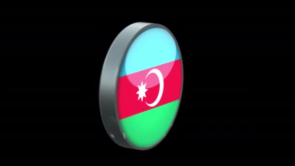Obracająca Się Flaga Arzerbaijan Przejrzystym Tle Arzerbaijan Flaga Szkło Guzik — Wideo stockowe