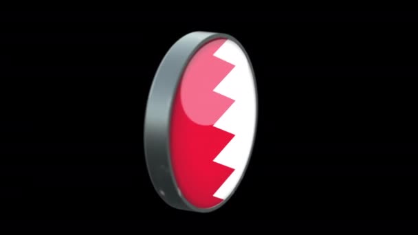 Obracająca Się Flaga Bahrajnu Przezroczystym Tle Bahrajn Flaga Szkło Guzik — Wideo stockowe