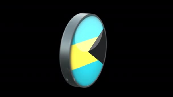 Drapeau Rotatif Bahamas Sur Fond Transparent Bahamas Flag Glass Button — Video