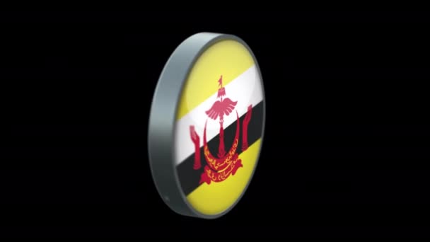 Bandeira Giratória Brunei Fundo Transparente Brunei Bandeira Vidro Botão Conceito — Vídeo de Stock