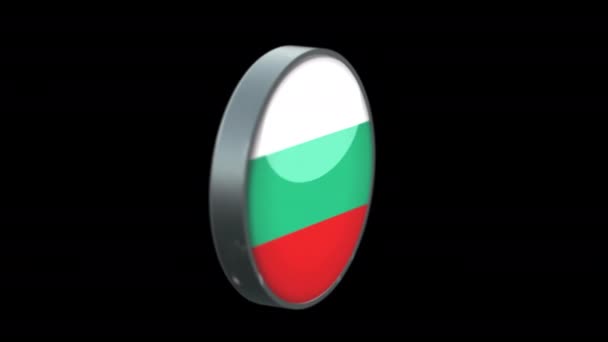 Roterende Vlag Van Bulgaria Transparante Achtergrond Bulgaria Vlag Glazen Knoop — Stockvideo