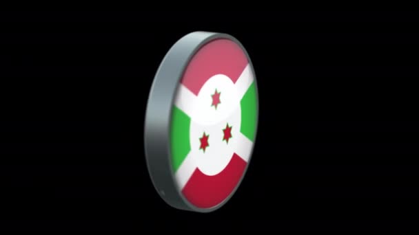 Bandeira Rotativa Burundi Fundo Transparente Burundi Bandeira Vidro Botão Conceito — Vídeo de Stock