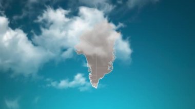 Gerçekçi Bulutlar 'ı yakınlaştıran bir sera haritası. Kamera Greenland haritasında gökyüzünü yakınlaştır. Kurumsal Girişler, Turizm, Sunumlar İçin Uygun.