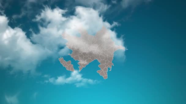 Azerbaijan Landkaart Met Zoom Realistische Wolken Vliegen Erdoorheen Camera Inzoomen — Stockvideo