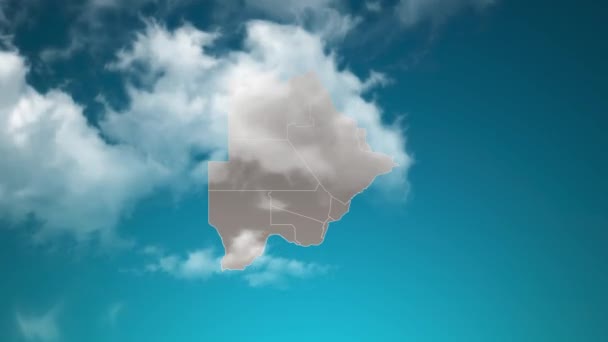 Botswana Country Map Zoom Realistic Clouds Fly Camera Zoom Sky — Video