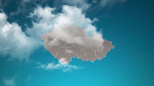 Czech Republic Country Map Zoom Realistic Clouds Fly Camera Zoom — Video