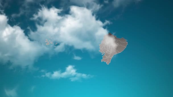 Ecuador Country Map Zoom Realistic Clouds Fly Camera Zoom Sky — Video