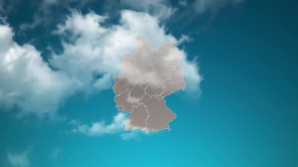 Germany Country Map Zoom Realistic Clouds Fly Camera Zoom Sky — Video