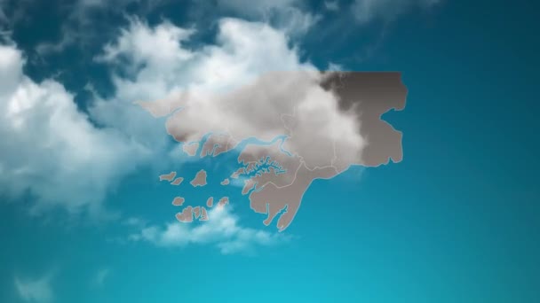 Guiné Bissau Mapa País Com Zoom Nuvens Realistas Voar Através — Vídeo de Stock