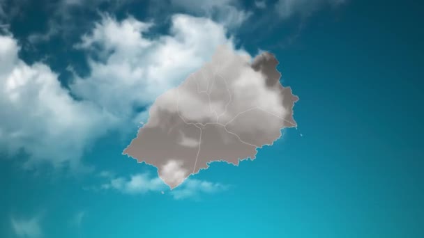 Saint Helena Landkaart Met Zoom Realistische Wolken Vliegen Erdoorheen Camera — Stockvideo