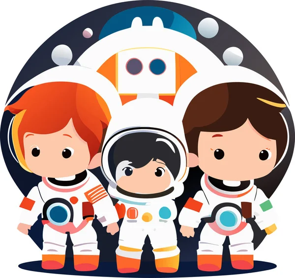 Rodina Astronautů Matka Dítě Cestování Vesmírem — Stockový vektor