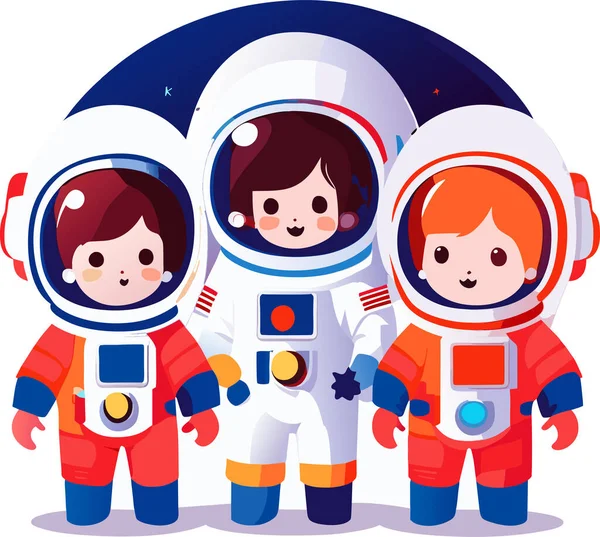 Familia Astronautas Padre Madre Hijo Viaje Espacial — Vector de stock