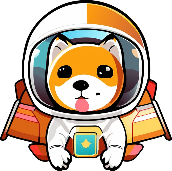 Astronauta Bonito Cão Fundo Branco Avartar Ícone Estilo — Vetor de Stock