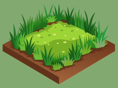 natural green grass bushes decorate environmental ecology cartoon