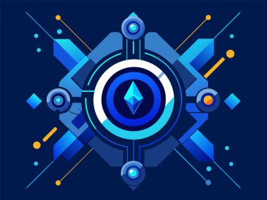 Abstract futuristic blue circle interface.