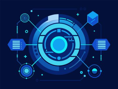 Blue Virtual reality space. Futuristic VR frame, Head up Display Design. Sci Fi Helmet HUD UI.