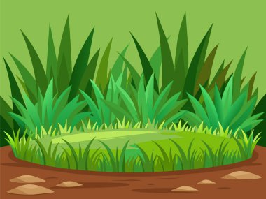 Green grass and bushes. Vector cartoon illustration of lawn border, garden, field, forest, park vegetation 