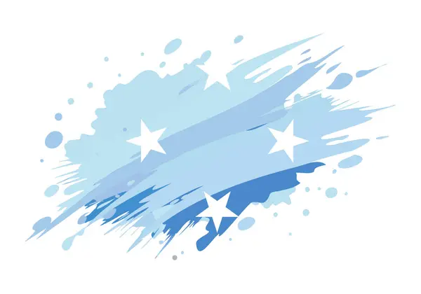 stock vector Micronesia flag painted with Grunge brush stroke, watercolor flag style.