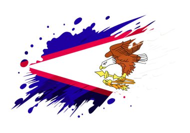 Grunge fırça darbesiyle boyanmış Amerikan Samoa bayrağı, suluboya bayrak stili.