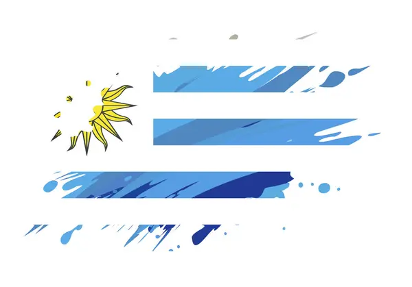 Stock vector Uruguay flag painted with Grunge brush stroke, watercolor flag style.