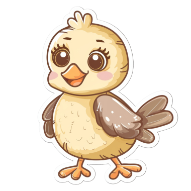 Büyüleyici bir çizgi roman çıkartması, büyük gözleri ve sevimli bir ifadesi var. Çocuk el sanatları, hatıra defteri ve dekorasyon için mükemmel..