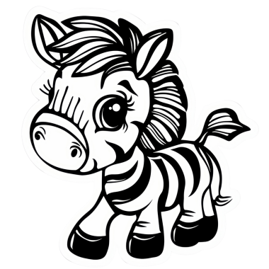 Siyah ve beyaz renkli büyüleyici zebra çıkartması, dizüstü bilgisayarlar ve daha fazlası için mükemmel. Çocuklar ve hayvan meraklıları için ideal..