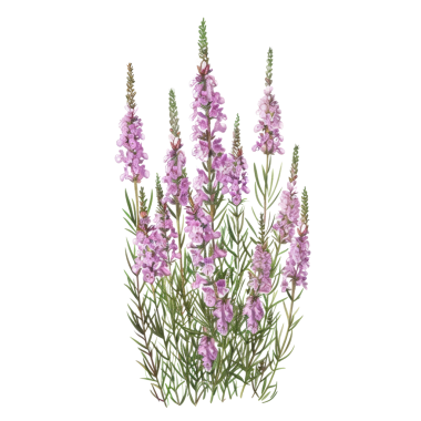 Yeşil saplı pembe çiçeklerin detaylı botanik çizimi, doğa temalı projeler ve çiçek tasarımları için ideal.