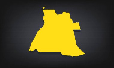 Karanlık Arkaplan Üzerinde Sarı 3B Angola Haritası, Eğitim ve Bilgi Kullanımı için Coğrafi Şekil ve Sınırlar Gösteriliyor