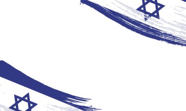 Fırça darbesi ile İsrail Bayrağı, Grunge fırça darbesi. Suluboya bayrak tasarımı.