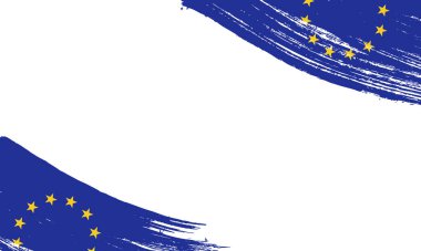 Fırça darbesi ile Avrupa Birliği Bayrağı, Grunge fırça darbesi. Suluboya bayrak tasarımı.