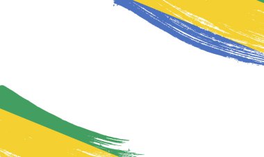 Fırça darbesi efektiyle Gabon Bayrağı, Grunge fırça darbesi. Suluboya bayrak tasarımı.