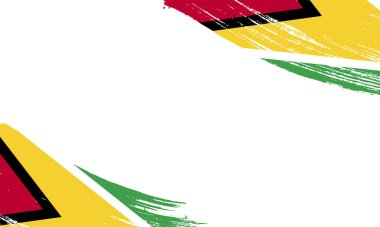 Fırça Darbesi Etkisi ile Guyana Bayrağı, Grunge fırça darbesi. Suluboya bayrak tasarımı.