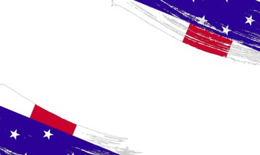 Hollanda Antilleri Bayrağı Fırça Vuruşu Etkisi, Grunge fırça darbesi. Suluboya bayrak tasarımı.