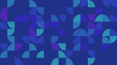 Bu resim, koyu mavi bir arkaplana karşı mavi ve deniz mavisi şekillerinden oluşan soyut bir geometrik desen içerir. Tasarım modern ve görsel olarak çekici, yaratıcı projeler için ideal..