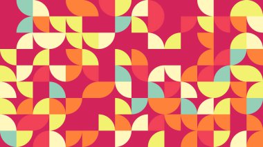 Renkli geometrik şekillerin dinamik bir şekilde düzenlenmiş canlı bir görüntüsünü keşfedin. Bu soyut tasarım arka plan veya yaratıcı projeler için idealdir.