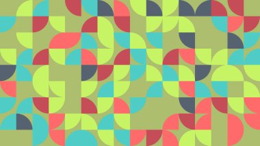 Bu canlı soyut geometrik desen rahatlatıcı yeşil bir arka planda renkli kıvrımlar ve şekiller içerir. Yaratıcı projeler, duvar kağıtları veya sanatsal tasarımlar için ideal.