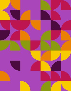 Bauhaus tarzındaki bu canlı geometrik deseni keşfedin, cesur renkler ve eşsiz şekiller sergileyin. Modern dekorasyon ve yaratıcı projeler için mükemmel..