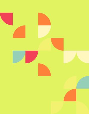 Bauhaus stilinden esinlenerek, cesur renkler ve benzersiz şekiller içeren canlı bir geometrik desen keşfedin. Modern arka plan ve sanatsal tasarımlar için mükemmel..