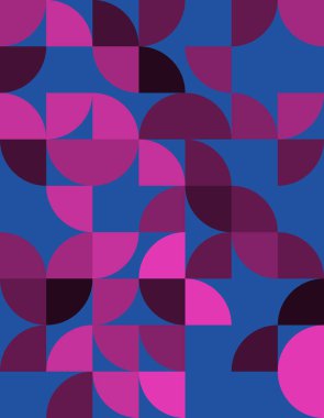 Pembe ve mavi şekilli Bauhaus tarzından esinlenilmiş canlı geometrik desen. Modern tasarım, arka plan ve estetik için ideal.