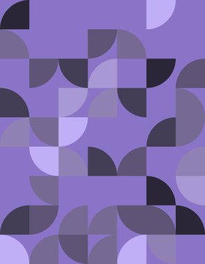 Bauhaus tarzında büyüleyici bir geometrik desen keşfedin. Mor ve gri tonları içeren bir dizi. Modern tasarım uygulamaları ya da sanatsal ilham için mükemmel..