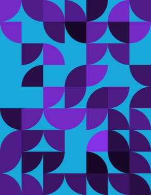 Bauhaus tarzından esinlenerek, canlı renkler ve yenilikçi şekiller içeren bu soyut geometrik deseni keşfedin. Modern tasarım ve dekorasyon için mükemmel..