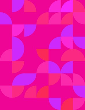 Bauhaus stilinden esinlenilmiş canlı bir geometrik desen keşfedin. Bu sanat eseri modern ve dinamik bir görsel deneyim yaratan cesur renkler ve şekiller içerir..