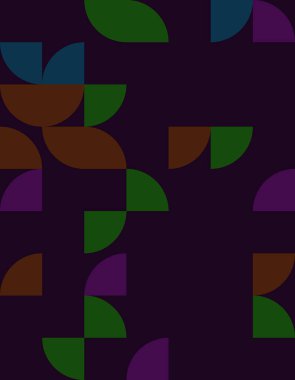 Bu büyüleyici geometrik desen Bauhaus stili bir tasarım sergiliyor. Canlı renklerde eşsiz yaprak şekilleri, modern sanat ve yaratıcı projeler için mükemmel..