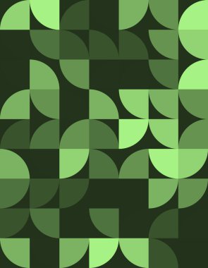 Bauhaus stilinden esinlenilmiş çarpıcı bir geometrik desen keşfedin. Çeşitli yeşil tonlar ve şekiller içerir. Modern sanat projeleri ve geçmişleri için ideal.