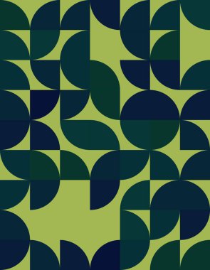 Bauhaus tarzında büyüleyici geometrik desen kıvrımlar ve şekiller içeriyor. Bu eşsiz tasarım, modern dekor veya sanatsal projeler için ideal renklerin ve simetrik düzenlemelerin bir karışımını sergiler..