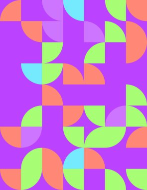 Bauhaus tarzından esinlenilmiş göz alıcı bir geometrik desen keşfedin. Bu canlı tasarım modern dekor için mükemmel renkli şekiller ve eğlenceli kompozisyonlar içerir..