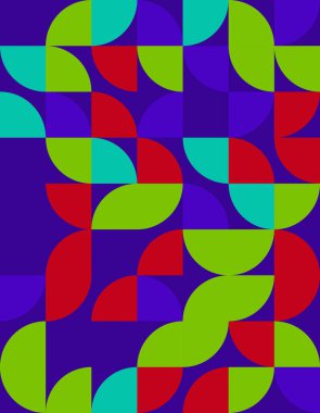 Bauhaus stilinden esinlenilmiş canlı bir geometrik desen keşfedin. Cesur şekiller ve herhangi bir tasarım projesine enerji katan zengin bir renk paleti..