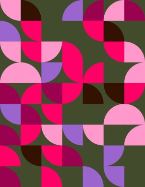 Bauhaus stilinden esinlenilmiş göz alıcı geometrik desen dinamik şekiller ve canlı renkler yaratıcılığı ve modern tasarım estetiğini geliştirir..