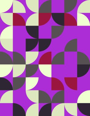 Bauhaus stilinden esinlenilmiş büyüleyici bir geometrik desen keşfedin, canlı renkler ve herhangi bir tasarım projesine derinlik katan karmaşık şekiller.